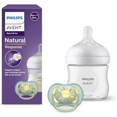 Philips Avent Natural Response Ontdekkingsset voor baby's: Natural Response fles 125 ml met T2 fopspeen (0 maanden en ouder), ultra air fopspeen, model SCD837/10 Philips Avent Natural Response Ontdekkingsset voor baby's: Natural Response fles 125 ml met T2 fopspeen (0 maanden en ouder), ultra air fopspeen, model SCD837/10