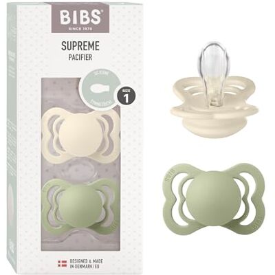 Bibs Supreme Speen verpakking van 2 stuks. BPA-vrij, Symmetrische speen. Siliconen, Maat 1 (0-6 maanden), Ivory/Sage Siliconen, maat 1, BPA-vrij, gemaakt in Denemarken, hoge zuigacceptatie, ventilatiegaten Bibs Supreme Speen verpakking van 2 stuks. BPA-vrij, Symmetrische speen. Siliconen, Maat 1 (0-6 maanden), Ivory/Sage Siliconen, maat 1, BPA-vrij, gemaakt in Denemarken, hoge zuigacceptatie, ventilatiegaten
