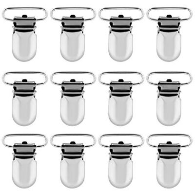 LIHAO 12 stuks fopspeenclips, metalen fopspeenhouder, babyclip, vervanging voor bandjes, 25 mm, zilver environ 3,6 x 2,8 cm LIHAO 12 stuks fopspeenclips, metalen fopspeenhouder, babyclip, vervanging voor bandjes, 25 mm, zilver environ 3,6 x 2,8 cm