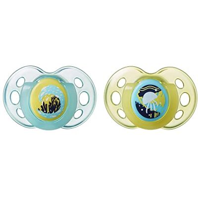 Tommee Tippee Fopspeen nacht, omkeerbaar, 18-36 maanden, fosforescerend, 2 stuks 43341350 Tommee Tippee Fopspeen nacht, omkeerbaar, 18-36 maanden, fosforescerend, 2 stuks 43341350