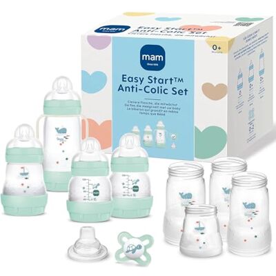 MAM Easy Start 0+ unieke anti-koliek zelfsteriliserende starterset, blauw-beige MAM Easy Start 0+ unieke anti-koliek zelfsteriliserende starterset, blauw-beige