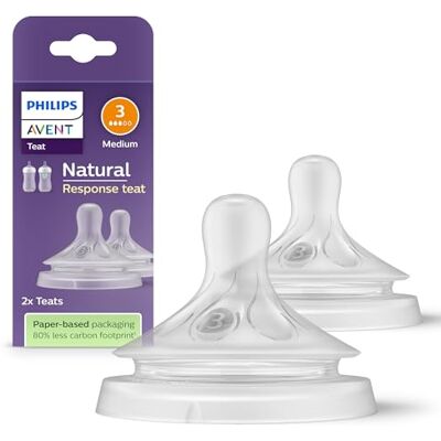 AVENT Philips Set van 2 Natural Response 0% BPA, Flow 3 spenen voor baby's van 1 + maanden (model SCY963/02) AVENT Philips Set van 2 Natural Response 0% BPA, Flow 3 spenen voor baby's van 1 + maanden (model SCY963/02)