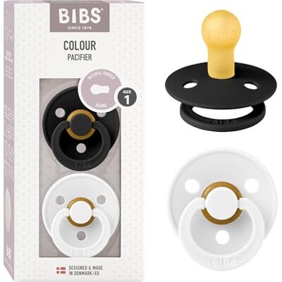 Bibs Colour fopspeen. Set van 2 fopspenen. Bisfenol A-vrij, ronde speen. Natuurlijk rubberlatex, gemaakt in Denemarken. Maat 1 (0-6 maanden), Zwart/Wit Bibs Colour fopspeen. Set van 2 fopspenen. Bisfenol A-vrij, ronde speen. Natuurlijk rubberlatex, gemaakt in Denemarken. Maat 1 (0-6 maanden), Zwart/Wit