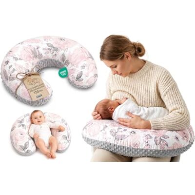 Totsy Baby Minky voedingskussen, klein, 130 cm, voedingskussen, compact, klein voedingskussen, borstvoedingskussen, borstvoedingskussen, voor reizen, slaap, wilde roze, grijs Totsy Baby Minky voedingskussen, klein, 130 cm, voedingskussen, compact, klein voedingskussen, borstvoedingskussen, borstvoedingskussen, voor reizen, slaap, wilde roze, grijs