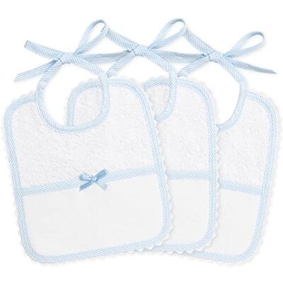 FILET Set van 3 witte katoenen badstof slabbetjes met Aida canvas zak om te borduren, beschermt kleding tegen havermout, oprispingen en speekselvloed, gemaakt in Italië, kleur FILET Set van 3 witte katoenen badstof slabbetjes met Aida canvas zak om te borduren, beschermt kleding tegen havermout, oprispingen en speekselvloed, gemaakt in Italië, kleur