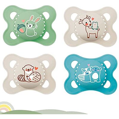 MAM Originele Skin Soft fopspeen in set van 4, uniseks, pure 0-6 cm, met 2 sterilisatiedoosjes MAM Originele Skin Soft fopspeen in set van 4, uniseks, pure 0-6 cm, met 2 sterilisatiedoosjes
