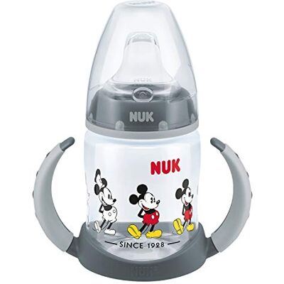 NUK Disney First Choice babyfles, 6-18 maanden, siliconen speen, antikoliekventiel, BPA-vrij, 150 ml, Mickey Mouse NUK Disney First Choice babyfles, 6-18 maanden, siliconen speen, antikoliekventiel, BPA-vrij, 150 ml, Mickey Mouse