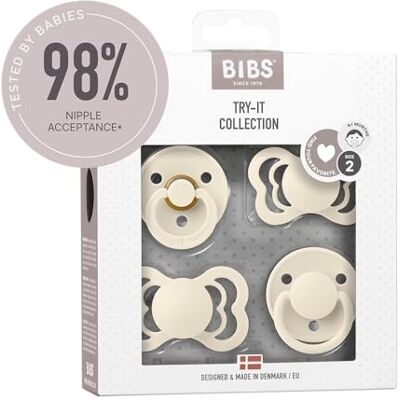 Bibs Try it fopspeen, set van 4, BPA-vrij, kersenvorm, symmetrisch, kaakvriendelijk, van natuurlijk rubber/siliconen, gemaakt in Denemarken, 6-18 maanden, ivoorkleurig Bibs Try it fopspeen, set van 4, BPA-vrij, kersenvorm, symmetrisch, kaakvriendelijk, van natuurlijk rubber/siliconen, gemaakt in Denemarken, 6-18 maanden, ivoorkleurig