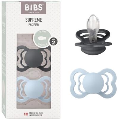 Bibs Supreme Speen verpakking van 2 stuks. BPA-vrij, Symmetrische speen. Siliconen, Maat 2 (6-18 maanden), Iron/Baby Blue Silicone Taille 2 Sans BPA Fabriqué au Danemark Haute acceptation de la tétine Trous d’aération Bibs Supreme Speen verpakking van 2 stuks. BPA-vrij, Symmetrische speen. Siliconen, Maat 2 (6-18 maanden), Iron/Baby Blue Silicone Taille 2 Sans BPA Fabriqué au Danemark Haute acceptation de la tétine Trous d’aération