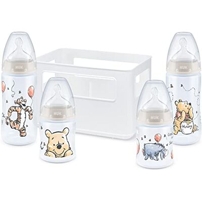 NUK Disney Winnie de Poeh First Choice + Baby Bottle Starterset 4 Anti-Colic flessen (2 x 150 ml en 2 x 300 ml) met temperatuurweergave BPA 10225254 NUK Disney Winnie de Poeh First Choice + Baby Bottle Starterset 4 Anti-Colic flessen (2 x 150 ml en 2 x 300 ml) met temperatuurweergave BPA 10225254
