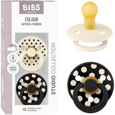 Bibs Polka Dots fopspeen, set van 2 fopspenen, BPA-vrij, ronde speen, natuurlijk rubberlatex, gemaakt in Denemarken, maat 1 (0-6 maanden), ivoor/zwart Bibs Polka Dots fopspeen, set van 2 fopspenen, BPA-vrij, ronde speen, natuurlijk rubberlatex, gemaakt in Denemarken, maat 1 (0-6 maanden), ivoor/zwart