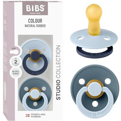 Bibs Colour Studio fopspeen set van 2 fopspenen, BPA-vrij, ronde spenen van natuurlijk rubber, gemaakt in Denemarken, maat 2 (6 18 maanden) babyblauw/petrol Bibs Colour Studio fopspeen set van 2 fopspenen, BPA-vrij, ronde spenen van natuurlijk rubber, gemaakt in Denemarken, maat 2 (6 18 maanden) babyblauw/petrol