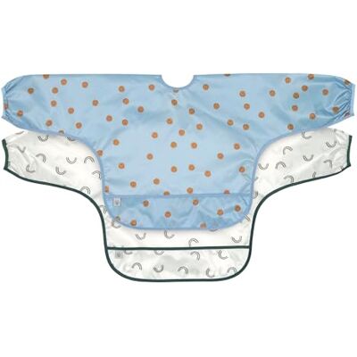Lässig Bib Slabbetje met lange mouwen (2 stuks) om te binden, valbescherming/lange mouwen Bib Happy Rascals Smile Lässig Bib Slabbetje met lange mouwen (2 stuks) om te binden, valbescherming/lange mouwen Bib Happy Rascals Smile
