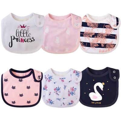Maiwamita Set van 6 waterdichte katoenen slabbetjes met dierenprint en bloemen voor meisjes en jongens om te slabben en eten met verstelbare knopen, meerkleurig, Eén maat Eén maat Maiwamita Set van 6 waterdichte katoenen slabbetjes met dierenprint en bloemen voor meisjes en jongens om te slabben en eten met verstelbare knopen, meerkleurig, Eén maat Eén maat