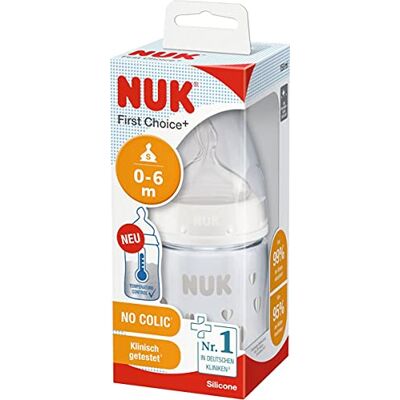 NUK Mappa FC+ PA-fles met temperatuurregeling en siliconen speen, 150 ml, maat 1 S NUK Mappa FC+ PA-fles met temperatuurregeling en siliconen speen, 150 ml, maat 1 S
