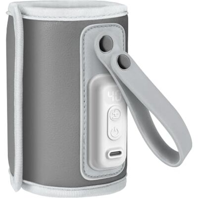 Lionelo Thermup Go Draagbare flessenwarmer, USB-C 10 W, 5 niveaus, temperatuur 38-50 °C, houdt 24 uur warm, universeel voor alle flessen, lcd-display, compact, licht, stil, BPA-vrij, grijs Lionelo Thermup Go Draagbare flessenwarmer, USB-C 10 W, 5 niveaus, temperatuur 38-50 °C, houdt 24 uur warm, universeel voor alle flessen, lcd-display, compact, licht, stil, BPA-vrij, grijs