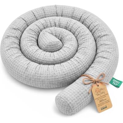Totsy Baby Serpentijnkussen XXL voedingskussen opgerold bed randbescherming decoratief kussen bedrand slang XL handgemaakt grijs 300 cm Oeko-Tex certificaat Totsy Baby Serpentijnkussen XXL voedingskussen opgerold bed randbescherming decoratief kussen bedrand slang XL handgemaakt grijs 300 cm Oeko-Tex certificaat