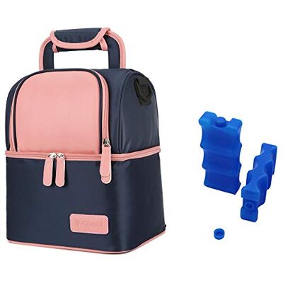 Rufun Koeltas voor flessen, waterdicht, opwarming voor moedermelk, 2 ijsblokjesdozen inbegrepen, roze, 3 stuks (1 stuks), modern, Roze, Modern Rufun Koeltas voor flessen, waterdicht, opwarming voor moedermelk, 2 ijsblokjesdozen inbegrepen, roze, 3 stuks (1 stuks), modern, Roze, Modern
