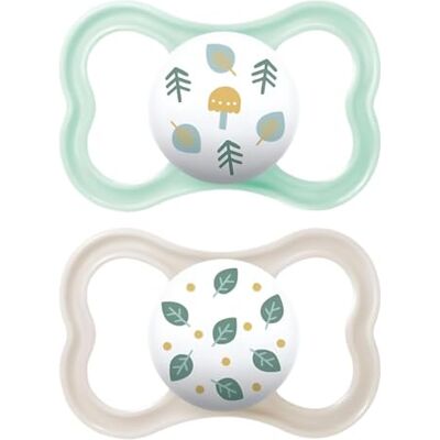 MAM Air fopspeen 6-16 maanden (2 stuks), fopspeen 6-16 maanden voor de gevoelige en gevoelige huid, set van 2 babyaccessoires met siliconen fopspeen en steriliserende fopspeenhouder, groen MAM Air fopspeen 6-16 maanden (2 stuks), fopspeen 6-16 maanden voor de gevoelige en gevoelige huid, set van 2 babyaccessoires met siliconen fopspeen en steriliserende fopspeenhouder, groen