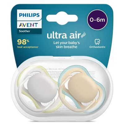 Philips Avent Ultra Air SCF085/15 fopspeen in set van 2, siliconen, BPA-vrij, 0-6 maanden, model SCF085/15 Philips Avent Ultra Air SCF085/15 fopspeen in set van 2, siliconen, BPA-vrij, 0-6 maanden, model SCF085/15