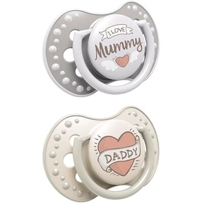 LOVI Babyfopspeen in set van 2, 3-6 maanden, met siliconen speen, BPA-vrij, dynamische punt, I love collectie, 2 stuks, grijs LOVI Babyfopspeen in set van 2, 3-6 maanden, met siliconen speen, BPA-vrij, dynamische punt, I love collectie, 2 stuks, grijs