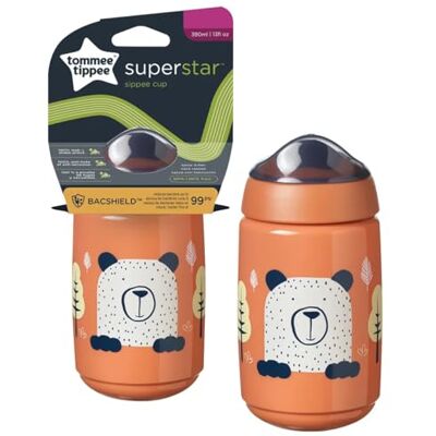 Tommee Tippee Superstar Sipper trainingsbeker met drinktuit met 100% waterdichte en schokbestendige technologie en antibacteriële BACSHIELD-technologie, 12 m, 390 ml, roze, 447829 Tommee Tippee Superstar Sipper trainingsbeker met drinktuit met 100% waterdichte en schokbestendige technologie en antibacteriële BACSHIELD-technologie, 12 m, 390 ml, roze, 447829