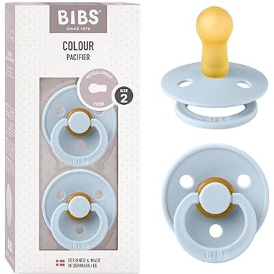 Bibs Colour fopspeen, 2 stuks. BPA-vrij, ronde speen. natuurlijk rubber-latex, maat 2 (6-18 maanden), babyblauw (baby blue) Bibs Colour fopspeen, 2 stuks. BPA-vrij, ronde speen. natuurlijk rubber-latex, maat 2 (6-18 maanden), babyblauw (baby blue)