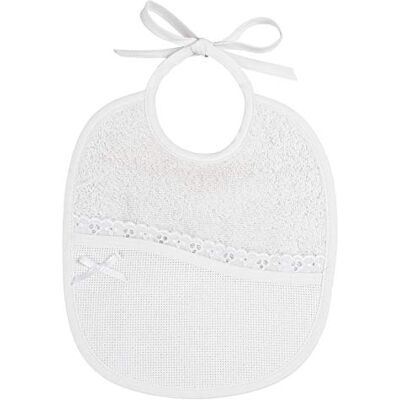 FILET Slabbetje van zachte badstof van wit katoen Aida canvas tas om te borduren Sangallo kanten details Gemaakt in Italië FILET Slabbetje van zachte badstof van wit katoen Aida canvas tas om te borduren Sangallo kanten details Gemaakt in Italië