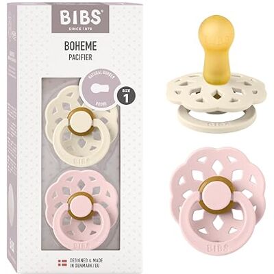 Bibs Set van 2 Boheme fopspenen. BPA-vrij, leeftijd 1 (0-6 maanden), ivoorkleur/roze (ivory/blossom) Bibs Set van 2 Boheme fopspenen. BPA-vrij, leeftijd 1 (0-6 maanden), ivoorkleur/roze (ivory/blossom)