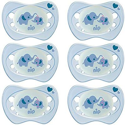 nip Siliconen fopspeen mini 0-6 maanden, 6 stuks, intense helderheid, hygiënische dop BPA-vrij, gemaakt in Duitsland nip Siliconen fopspeen mini 0-6 maanden, 6 stuks, intense helderheid, hygiënische dop BPA-vrij, gemaakt in Duitsland