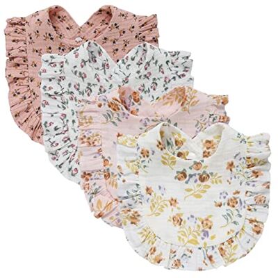 Nishine Set van 4 babymuiltjes voor baby's, uniseks, algodón, verstelbaar, voor tanden, eten en baby's, bloemenset, eenheidsmaat Eén maat Nishine Set van 4 babymuiltjes voor baby's, uniseks, algodón, verstelbaar, voor tanden, eten en baby's, bloemenset, eenheidsmaat Eén maat