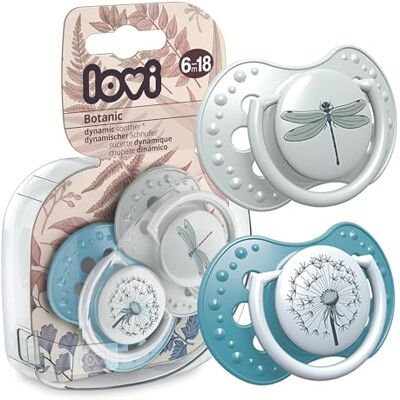 LOVI Babyfopspeen in set van 2, 6-18 maanden, met siliconen speen, BPA-vrij, dynamische punt, Botanic collectie, 2 stuks, grijs LOVI Babyfopspeen in set van 2, 6-18 maanden, met siliconen speen, BPA-vrij, dynamische punt, Botanic collectie, 2 stuks, grijs