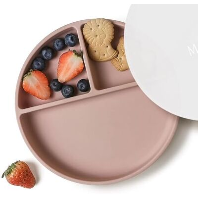 Moonkie Zuigborden voor baby's en peuters, scheidingsborden van BPA-vrije siliconen met deksel, magnetron- en vaatwasmachinebestendig (blush) Moonkie Zuigborden voor baby's en peuters, scheidingsborden van BPA-vrije siliconen met deksel, magnetron- en vaatwasmachinebestendig (blush)