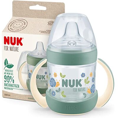 NUK for Nature Drinkbeker, 6-18 maanden, 150 ml, handgrepen en tuit van duurzame siliconen, lekvrij, anti-koliek, temperatuurregeling, BPA-vrij, groen NUK for Nature Drinkbeker, 6-18 maanden, 150 ml, handgrepen en tuit van duurzame siliconen, lekvrij, anti-koliek, temperatuurregeling, BPA-vrij, groen