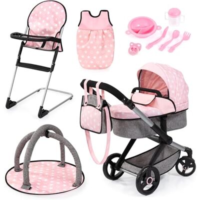 Bayer Design XEO poppenwagen set met kinderstoel Poppenwagen met verstelbare handgreep, transformeerbaar met kinderstoel, slaapzak, kruipmat Bayer Design XEO poppenwagen set met kinderstoel Poppenwagen met verstelbare handgreep, transformeerbaar met kinderstoel, slaapzak, kruipmat