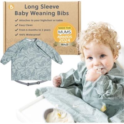 BIBaDO Slabbetje met lange mouwen voor baby's van 6-36 maanden, met led, gemakkelijk te reinigen, zacht en waterdicht Eén maat BIBaDO Slabbetje met lange mouwen voor baby's van 6-36 maanden, met led, gemakkelijk te reinigen, zacht en waterdicht Eén maat