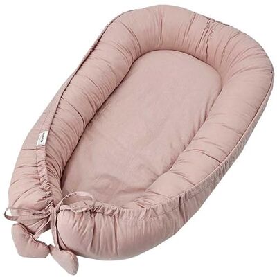 FEEDO Babynestje met veters, babycocon, 90 x 60 cm, veelzijdig katoen, babynestje, hoge randen, pastelroze met hart FEEDO Babynestje met veters, babycocon, 90 x 60 cm, veelzijdig katoen, babynestje, hoge randen, pastelroze met hart