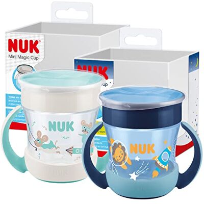 NUK Mini Magic Cup Night lekvrije beker vanaf 6 maanden 160 ml 360° lekvrije rand voor alle kanten drinken Gloeit in het donker BPA-vrij Leeuw (blauw) 1 verpakking van 2 stuks NUK Mini Magic Cup Night lekvrije beker vanaf 6 maanden 160 ml 360° lekvrije rand voor alle kanten drinken Gloeit in het donker BPA-vrij Leeuw (blauw) 1 verpakking van 2 stuks