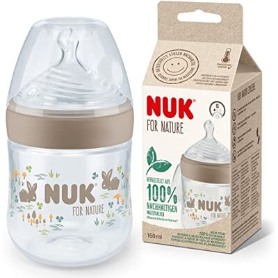 NUK for Nature babyfles kleine fopspeen 150 ml duurzame siliconen fopspeen met anti-koliek ventilatie temperatuurcontrole BPA-vrij beige NUK for Nature babyfles kleine fopspeen 150 ml duurzame siliconen fopspeen met anti-koliek ventilatie temperatuurcontrole BPA-vrij beige