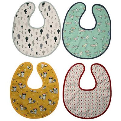 Ti TIN Set van 4 waterdichte badstofslabbetjes, 27 x 32 cm 100% katoen slabbetjes voor baby's van 6 tot 12 maanden drukknoopsluiting met voering meerkleurig 180 g/m² Ti TIN Set van 4 waterdichte badstofslabbetjes, 27 x 32 cm 100% katoen slabbetjes voor baby's van 6 tot 12 maanden drukknoopsluiting met voering meerkleurig 180 g/m²