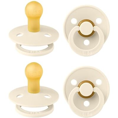Bibs Colour Set van 4 kersenronde spenen, natuurrubber / latex, BPA-vrij, gemaakt in Denemarken Maat 1 (0-6 maanden), Ivory Bibs Colour Set van 4 kersenronde spenen, natuurrubber / latex, BPA-vrij, gemaakt in Denemarken Maat 1 (0-6 maanden), Ivory