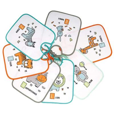 Ti TIN , Set van 7 waterdichte sponsslabbetjes, 23 x 26 cm 73% katoen 27% polyester slabbetje voor baby's van 6 tot 12 maanden Gesp met sluitband Vinylvoering Dierenmotief Veelkleurig - 6-12 mois (Lot de 7) Ti TIN , Set van 7 waterdichte sponsslabbetjes, 23 x 26 cm 73% katoen 27% polyester slabbetje voor baby's van 6 tot 12 maanden Gesp met sluitband Vinylvoering Dierenmotief Veelkleurig - 6-12 mois (Lot de 7)