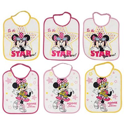 Disney Set van 6 bedrukte slabbetjes Minnie met elastiek, 27 x 22,5 cm Disney Set van 6 bedrukte slabbetjes Minnie met elastiek, 27 x 22,5 cm