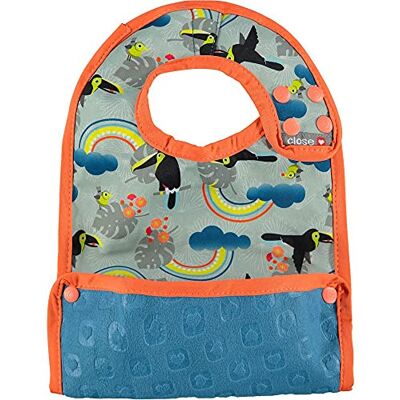 Close -pop-in slabbetje voor baby's vanaf 6 maanden, waterdicht en vuilafstotend, gemakkelijk te reinigen met kruimelvanger, Tukan-print Close -pop-in slabbetje voor baby's vanaf 6 maanden, waterdicht en vuilafstotend, gemakkelijk te reinigen met kruimelvanger, Tukan-print