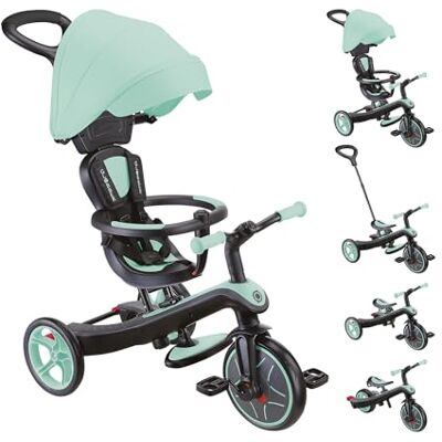 Globber Explorer 4-in-1 driewieler schaalbare driewieler en loopfiets voor peuters van 10 maanden tot 5 jaar, mintgroen Globber Explorer 4-in-1 driewieler schaalbare driewieler en loopfiets voor peuters van 10 maanden tot 5 jaar, mintgroen