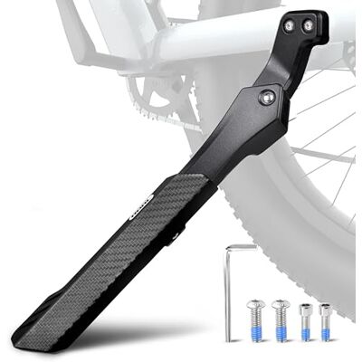 RBRL Elektrische fietsstandaard (achterwiel), met 2 gaten van 18 mm, in hoogte verstelbaar van 28 tot 33 cm, belastbaar tot 85 kg, extra stabiele aluminium zijstandaard voor fietsen van 26 tot 29 inch RBRL Elektrische fietsstandaard (achterwiel), met 2 gaten van 18 mm, in hoogte verstelbaar van 28 tot 33 cm, belastbaar tot 85 kg, extra stabiele aluminium zijstandaard voor fietsen van 26 tot 29 inch