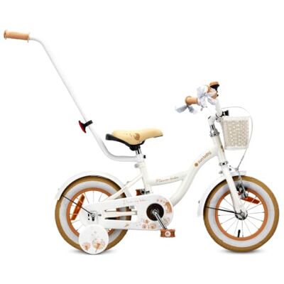 Sun FLOWER Bike Kinderfiets voor meisjes, 12, 14 of 16 inch Voor kinderen van 2 tot 6 jaar, duwstang, mand en bel Sun FLOWER Bike Kinderfiets voor meisjes, 12, 14 of 16 inch Voor kinderen van 2 tot 6 jaar, duwstang, mand en bel