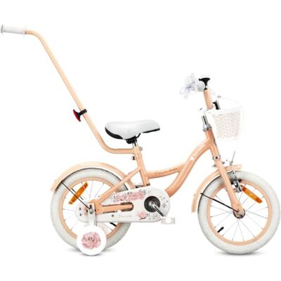 Sun FLOWER Bike Kinderfiets voor meisjes, 12, 14 of 16 inch Voor kinderen van 2 tot 6 jaar, duwstang, mand en bel Sun FLOWER Bike Kinderfiets voor meisjes, 12, 14 of 16 inch Voor kinderen van 2 tot 6 jaar, duwstang, mand en bel