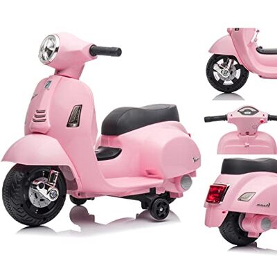 Sun Vespa Elektrische motorfiets voor kinderen met claxon, gaspedaal, verlichting, zijwielen (roze) ingebouwde geluiden en verlichting, elektrische fiets voor kinderen, speels rijden, ontwikkeling van coördinatie en autonomie Sun Vespa Elektrische motorfiets voor kinderen met claxon, gaspedaal, verlichting, zijwielen (roze) ingebouwde geluiden en verlichting, elektrische fiets voor kinderen, speels rijden, ontwikkeling van coördinatie en autonomie