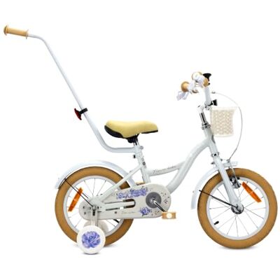 Sun FLOWER Bike Kinderfiets voor meisjes, 12, 14 of 16 inch Voor kinderen van 2 tot 6 jaar, duwstang, mand en bel Sun FLOWER Bike Kinderfiets voor meisjes, 12, 14 of 16 inch Voor kinderen van 2 tot 6 jaar, duwstang, mand en bel